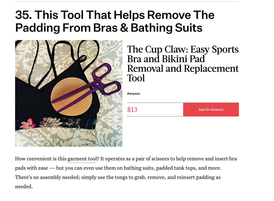  The Original Cup Claw: Easy Sports Bra and Bikini Pad